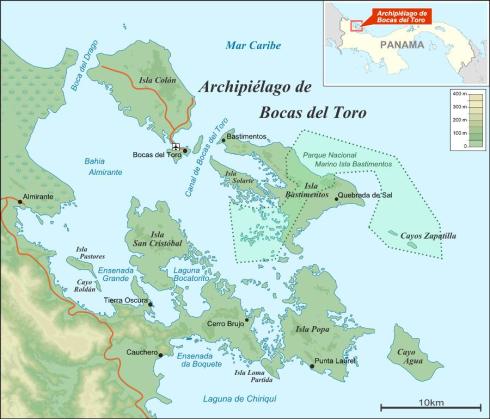 Color map of Bocas del Toro Panama